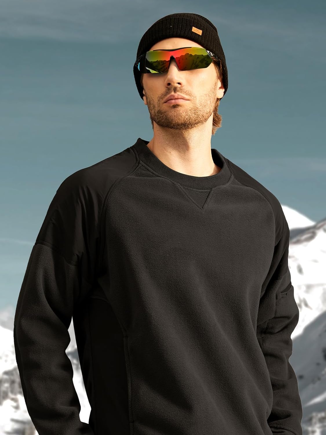 FREE SOLDIER Men's Tactical Winter Fleece Pullover Hoodie Warm Long Fleece lined Hooded Sweatshirt