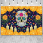 Sendy Day of The Dead Sugar Skull Backdrop 7x5ft Vibrant Colors Vinyl