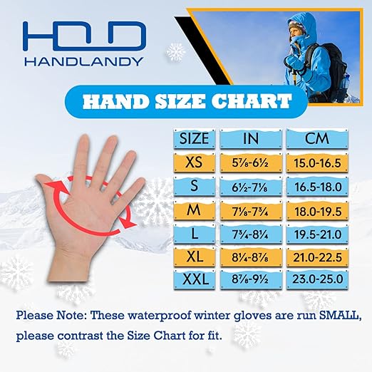 HANDLANDY Insulated Work Gloves Waterproof for Men Women, 3M Thinsulate Ski Gloves Winter Cold Weather Work Gloves Touchscreen (Small, Black)