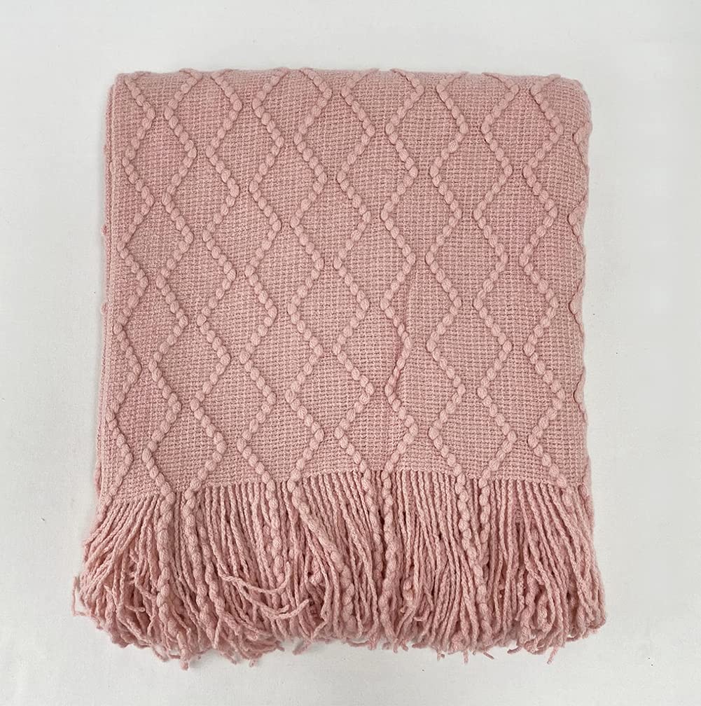 Fennco Styles Modern Textured Weave Knit Throw with Fringe 50" W x 60" L - Chevron Throw Blanket for Sofa, Couch, Living Room, Bedroom Décor