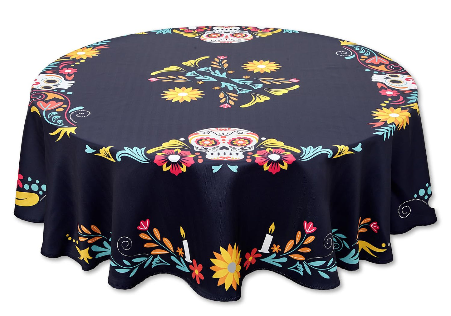 YiHomer Day of The Dead Table Runner Floral Skeleton Mask 14x72