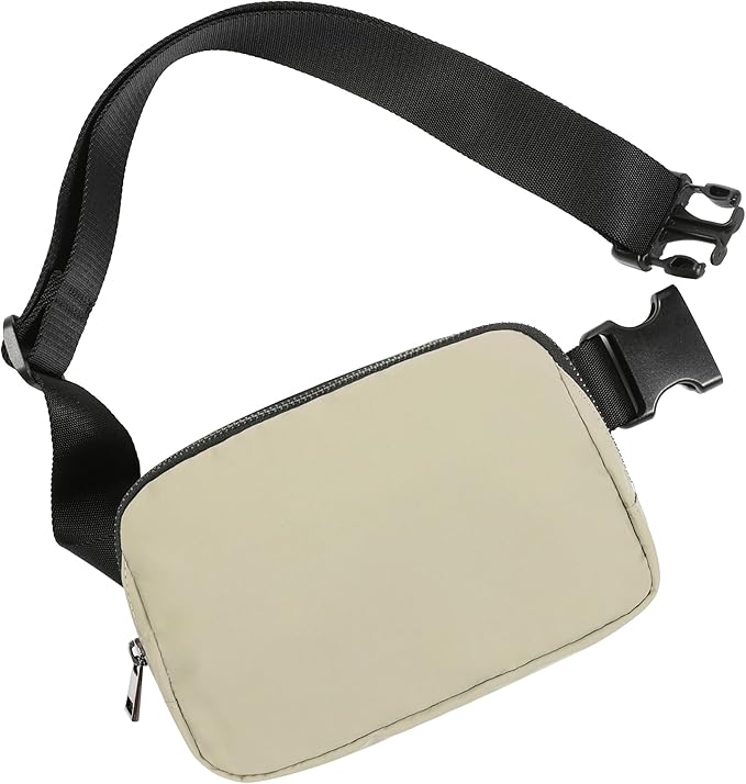 ODODOS Unisex Mini Belt Bag with Adjustable Strap Small Fanny Pack for Workout Running Traveling Hiking, Khaki