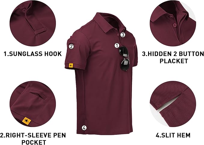 V VALANCH Mens Polo Shirts Short Sleeve Moisture Wicking Golf Polo Athletic Collared Shirt Tennis T-Shirt Tops