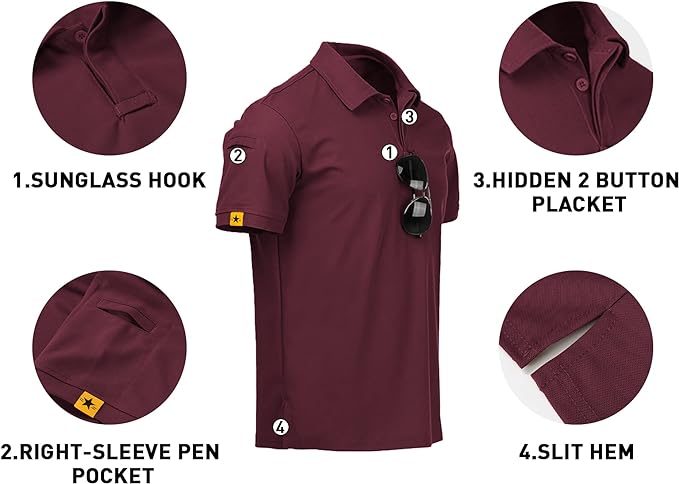 V VALANCH Mens Polo Shirts Short Sleeve Moisture Wicking Golf Polo Athletic Collared Shirt Tennis T-Shirt Tops