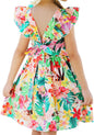 Girls Floral Cotton Dress - Sleeveless Summer Dress with Zipper Closure