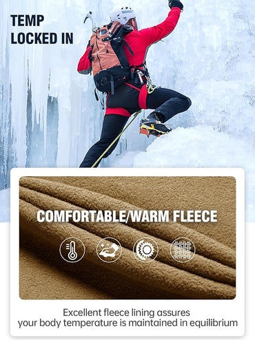 FREE SOLDIER Men's Outdoor Softshell Fleece Lined Cargo Pants Snow Ski Hiking Pants with Belt