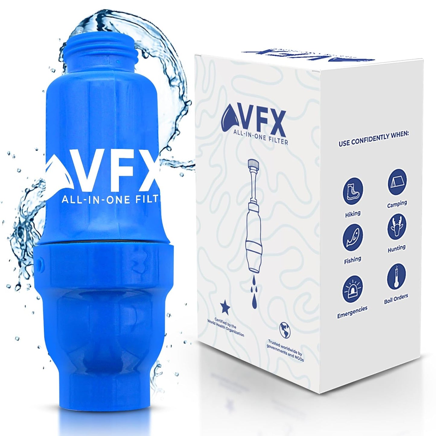 VFX All-in-One Portable Water Filter – Survival Water Purifier for Camping, Hiking, Backpacking, and Emergency Preparedness with Gravity System