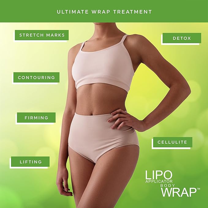 Tummy Body Wrap with Guarana, Green Tea, Seaweed Wraps Works for Stomach, Belly, Legs, Arms Abdomen (13 Piece Set)