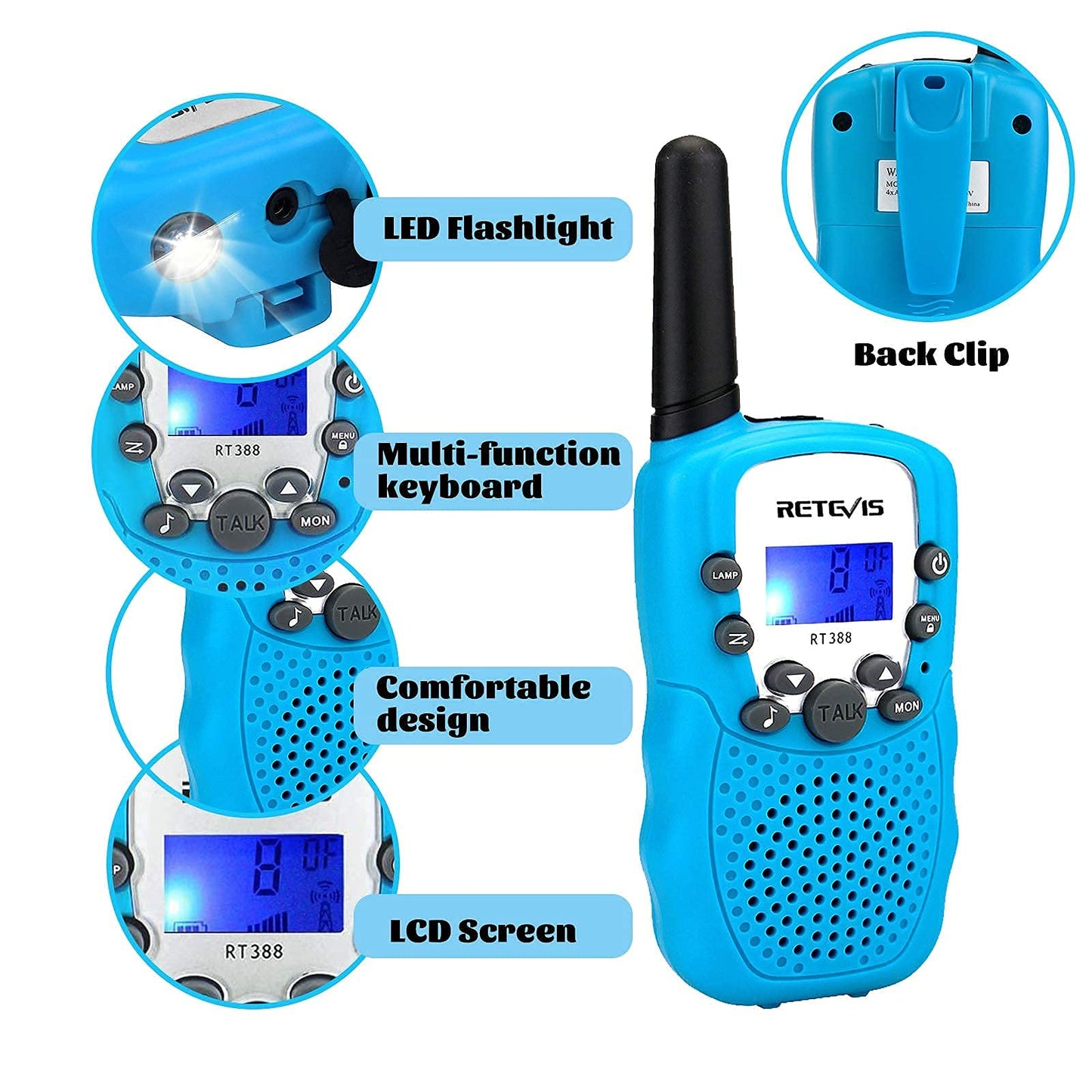 Retevis RT388 Walkie Talkies for Kids, Birthday Gifts for 6 7 8 9 10 11 12 Year Old Girls, 22 CH LCD Flashlight, Pink Walkie Talkies Christmas Gifts Toys for Girls(Pink, 2 Pack)
