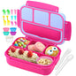 Bento Lunch Box for Kids - 4 Compartment Leak-Proof School Lunch Container with Utensils Purple