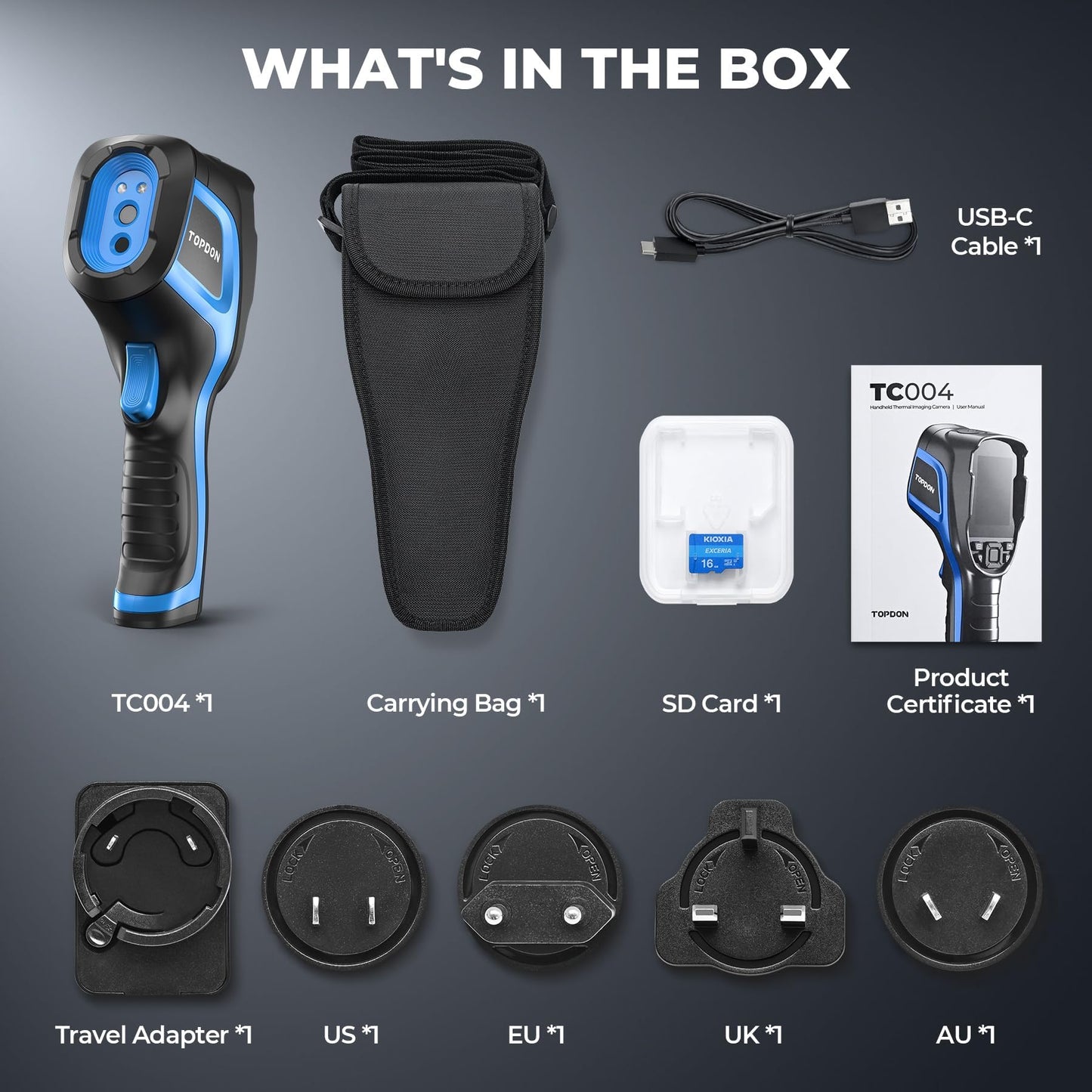TOPDON TC004 Thermal Imaging Camera, 320 x 240 TISR Resolution, 256 x 192 IR High Resolution, 12-Hour Battery Life Handheld Infrared Camera with PC Analysis and Video Recording Supported, 32GB SD Card