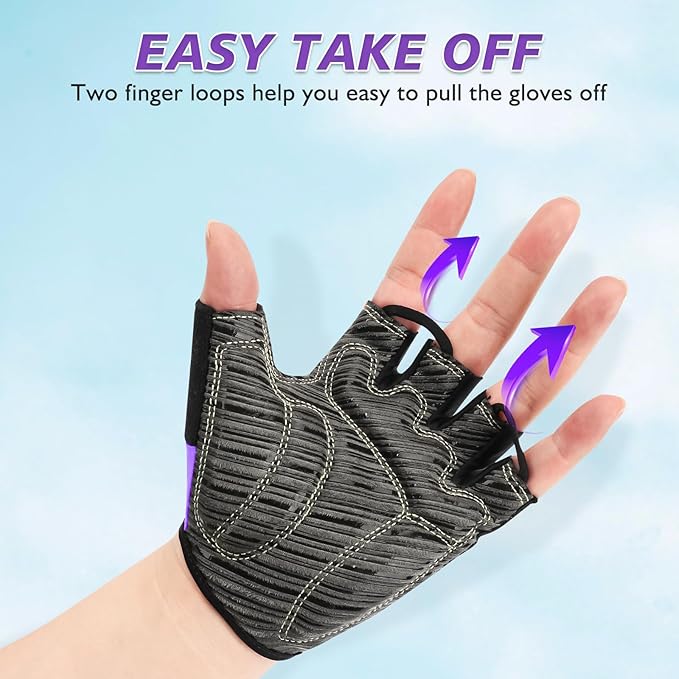 Cycling Gloves with Shock-Absorbing Pad, Extra Grip, Flexible Fit, Light Weight, Breathable for Men and Women Mountain Biking