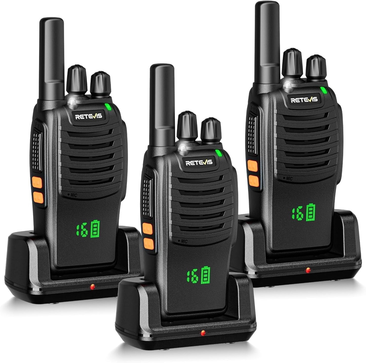 Retevis H-777 Walkie Talkies Rechargeable, 2 Way Radios Long Range, Portable FRS Two-Way Radios, Short Antenna, LED Flashlight, for Adults Family Outdoor (3 Pack)