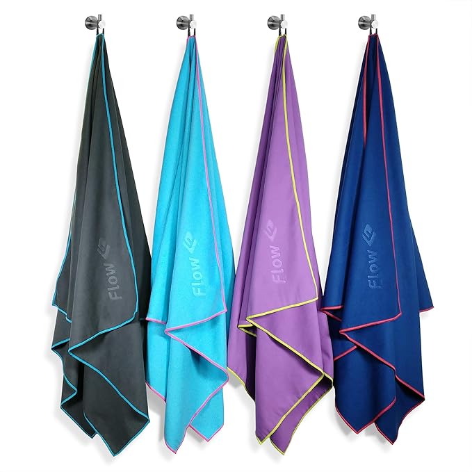 Flow Hydro Sport Towel - Microfiber Quick Dry Swimming Towels for Swim, Pool, Triathlon, and Other Water Sports in Medium, Extra Large, and Hooded Sizes (Aqua, X-Large (72" x 40"))