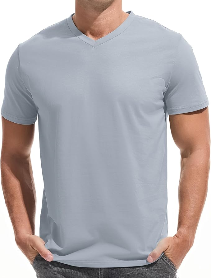 VEIISAR Premium V Neck T Shirts for Men - Modern Fitted Tees Vneck Undershirts