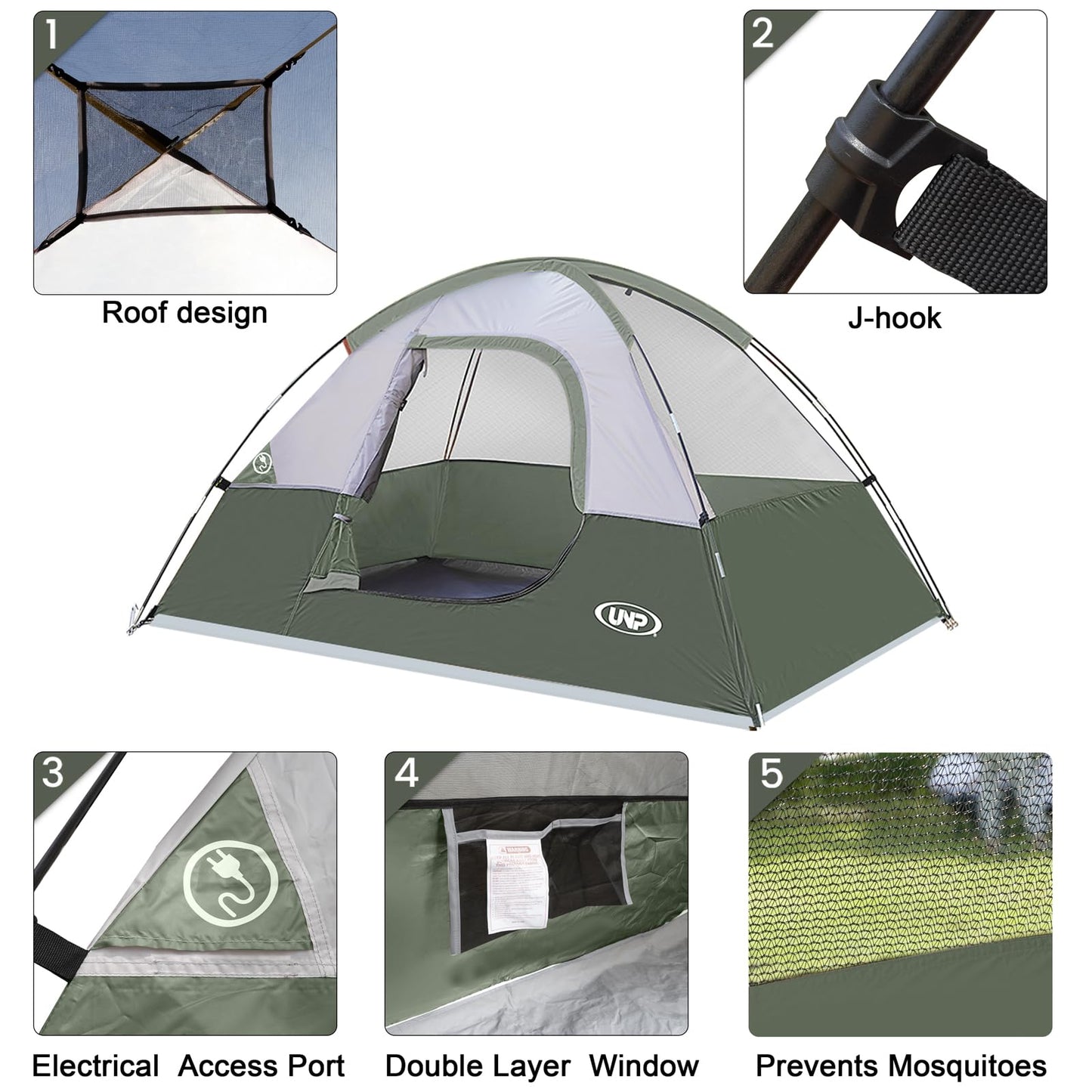 Camping Tent 2 Person, Waterproof Windproof Tent with Rainfly Easy Set up-Portable Dome Tents for Camping…