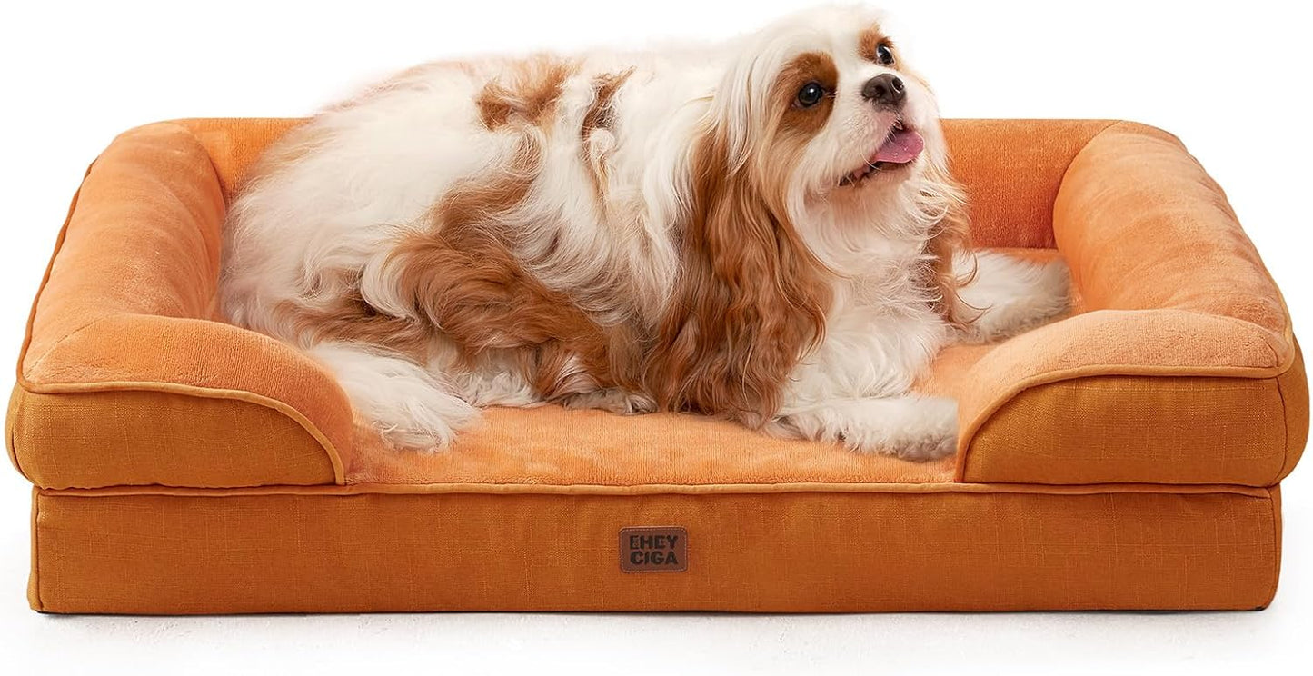 EHEYCIGA Orthopedic Dog Beds for Extra Large Dogs 44x32Inch, Waterproof Memory Foam XL Pet Bed with Sides, Non-Slip and Egg-Crate Foam Big Dog Couch Bed with Washable Removable Cover, Grey
