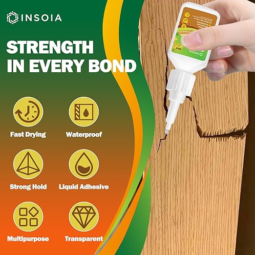 Wood Glue, 30g Clear Woodworking Adhesive for Furniture Repair and DIY Crafts ??Super Instant Glue, Fast-Drying, Waterproof, Heavy-Duty Bonding for Carpentry Projects