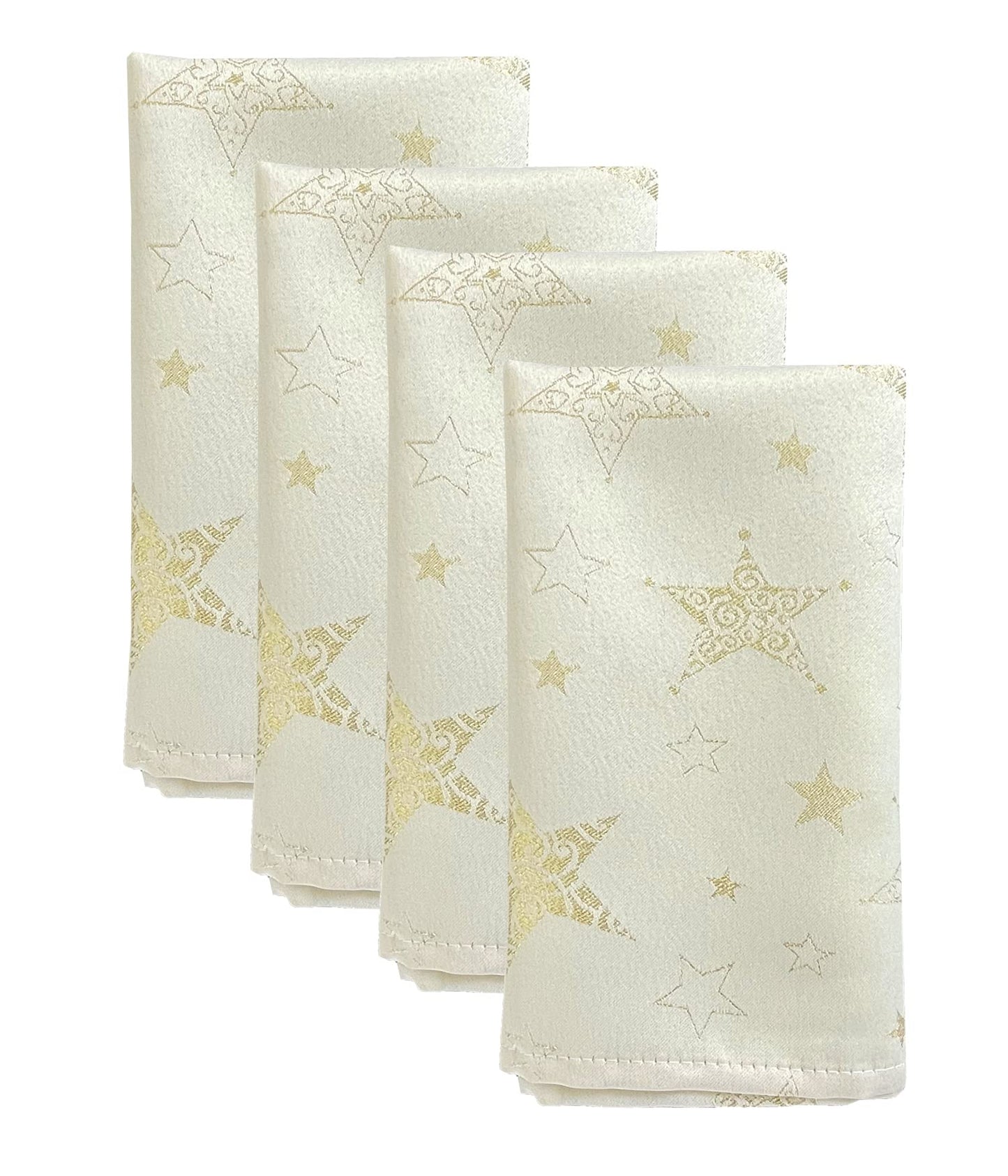 Fennco Styles Holiday Embroidered Metallic Star Tablecloth 70" W x 70" W - Ivory Woven Table Cover for Home Décor, Banquet, Family Gathering, Christmas, Special Occasion