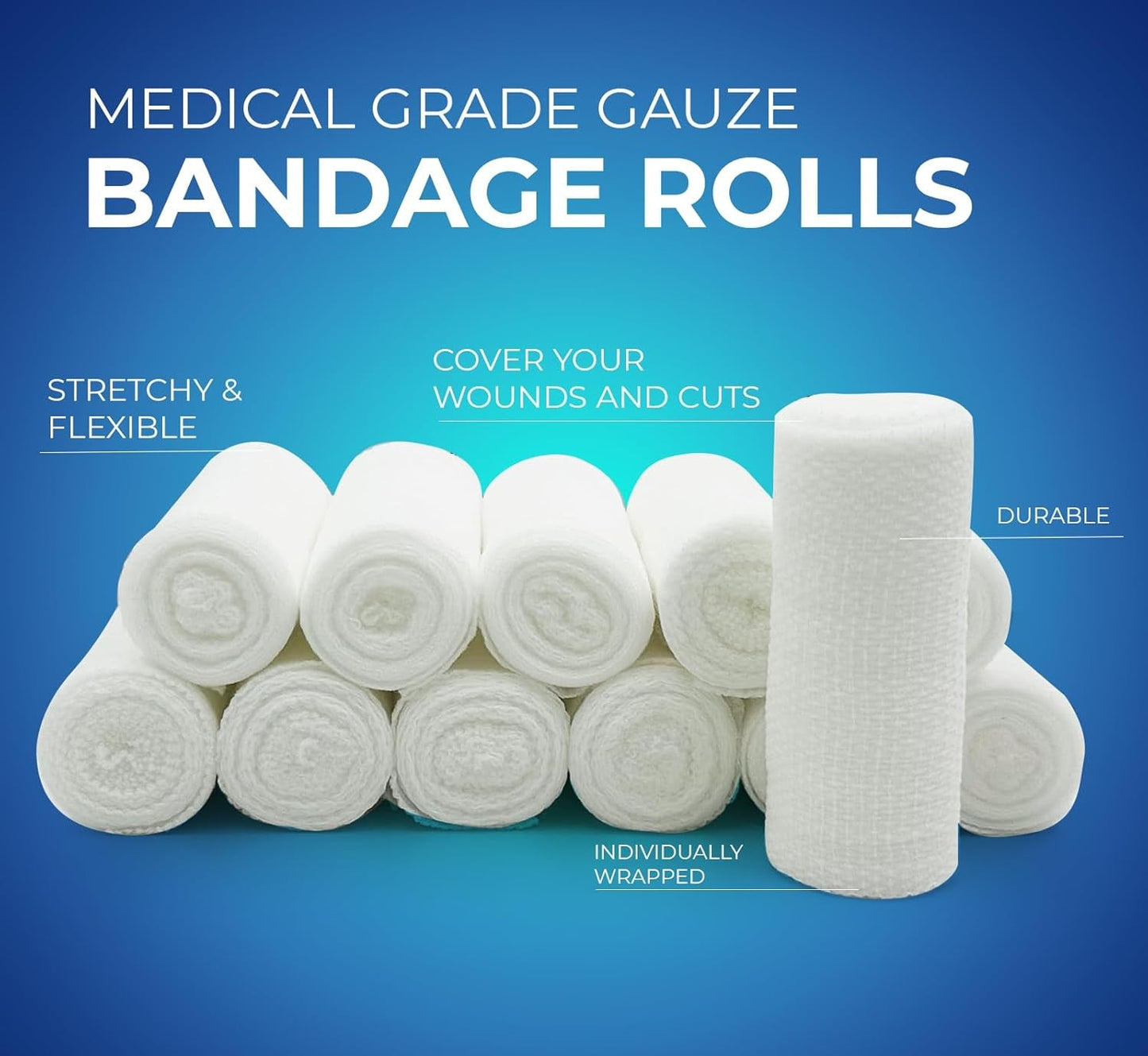 MedPride Conforming Stretch Gauze Bandage Roll -  Non-Sterile - 6"x4.1 yd - 6 Rolls, Case of 8 (48 Count)