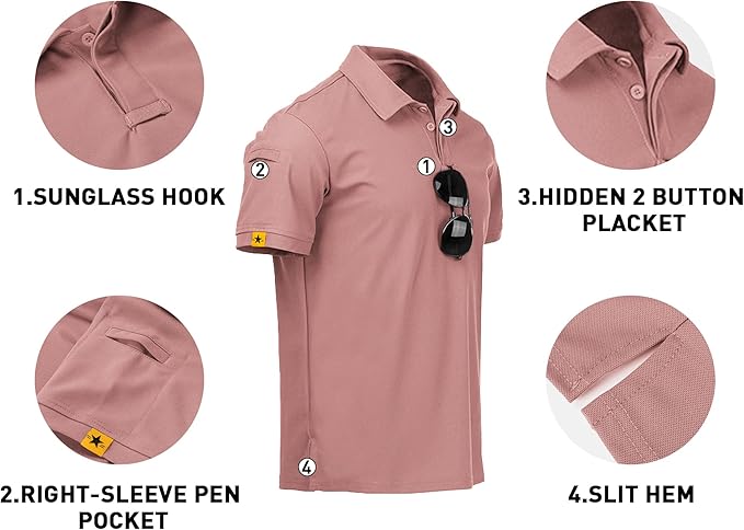 V VALANCH Mens Polo Shirts Short Sleeve Moisture Wicking Golf Polo Athletic Collared Shirt Tennis T-Shirt Tops
