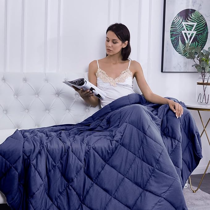 L'AGRATY Weighted Blanket - 88"x104" 20lbs Cooling Breathable Heavy Blanket Microfiber Material with Glass Beads for Adult All-Season Summer Fall Winter Soft Thick Comfort