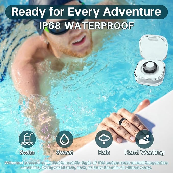 Smart Rings for Women Men,Fitness Tracker Ring,Heart Rate,Blood Oxygen,Blood Pressure,Step Tracker,Sleep Monitoring,No Subscription Fee,IP68 Waterproof Smart Ring for iphone&Android(Black 8)