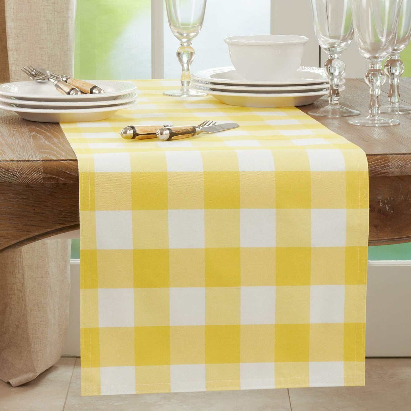 Fennco Styles Buffalo Plaid Collection Classic Checked Cotton Blend Table Linens