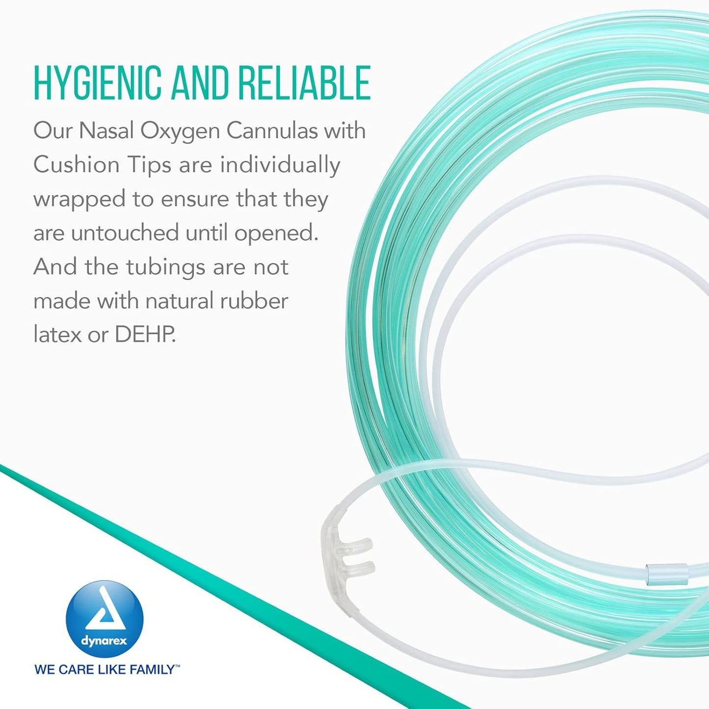 Dynarex Resp-O2 Nasal Oxygen Cannulas with Standard Tips - Adult, 21' Standard Connector (25 Count)