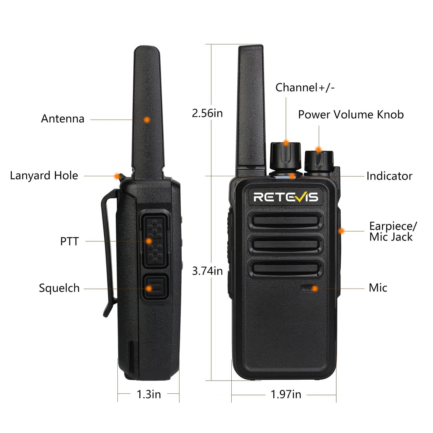 Retevis RT68 Walkie Talkies Rechargeable, Portable Two Way Radios 6 Pack with Six-Way Multi Gang Charger, Heavy Duty Walkie Talkie for Adults, Hands Free, Long Range, for School Restaurant Farm