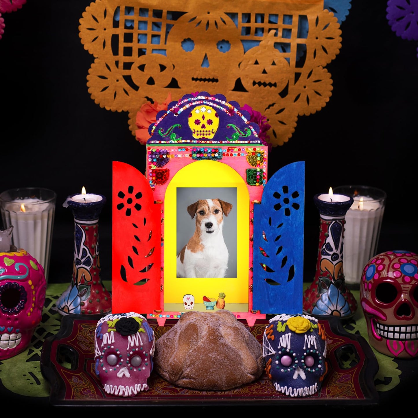 Dia De Los Muertos Wooden Altar Shadow Box Mexican Ofrenda Decoration
