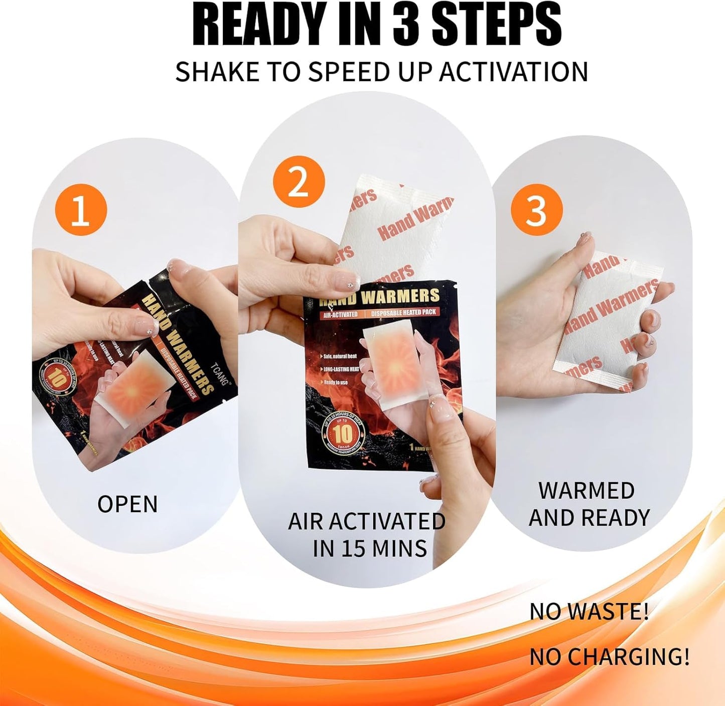 10 Pack Hand Warmers Disposable - Up to 15 Hours of Heat - Super Long Lasting Air Activated Warmers, All Natural & Portable for Body, Hands & Toes - Odorless Hot Warmer Gifts for Winter Work