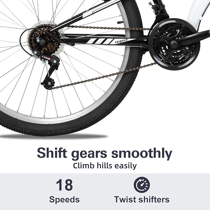 WEIZE Mountain Bike, 26/27.5 inch Outdoor Cycling Bike,18-Speed/High-Carbon Steel/Dual Full Suspension, Adjustable Ergonomic Seat for Men Women Adult, MTB Bicycle with Suspension Fork,Sleek Colors