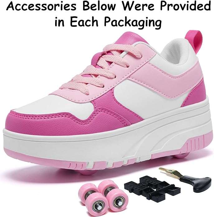 Roller Skate Shoes for Kids Girls Boys Detachable Wheeled Fashion Sneakers