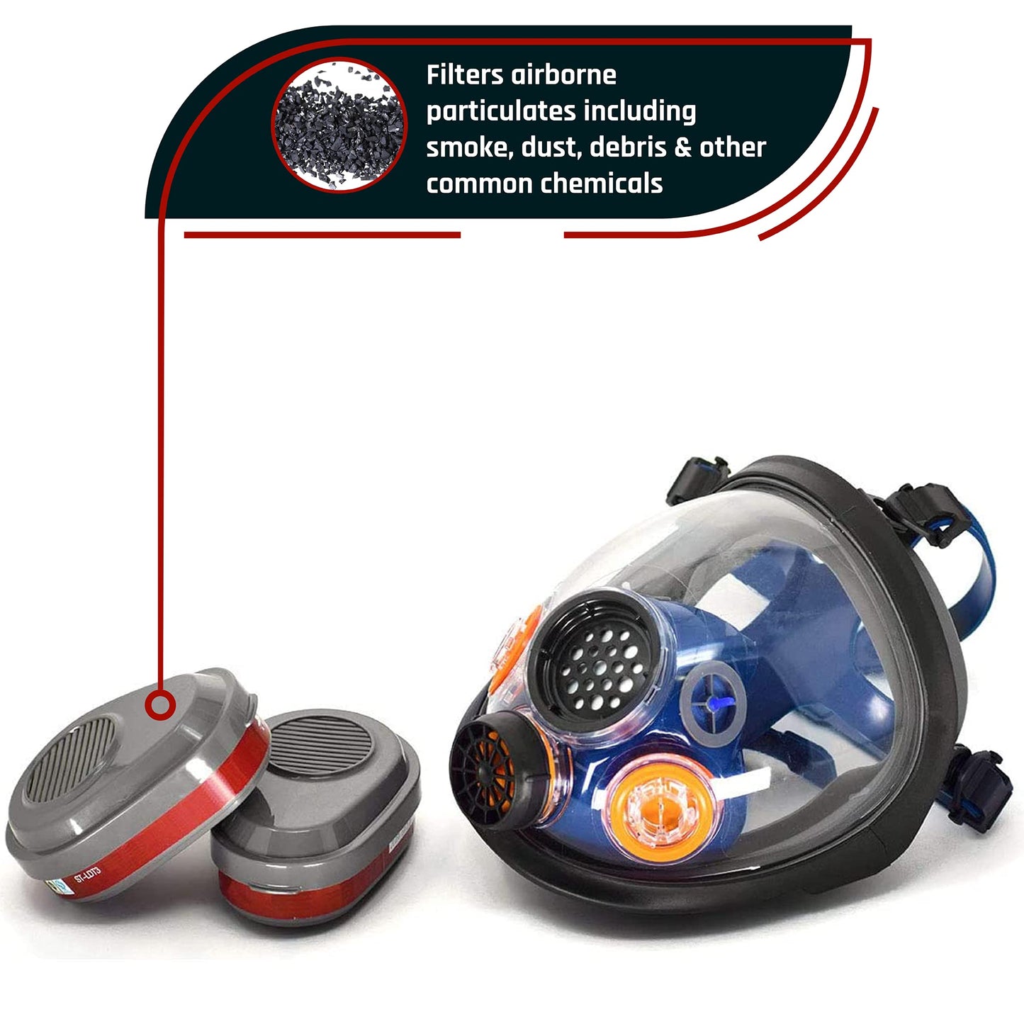 Parcil Distribution Gas Mask Survival Nuclear and Chemical Full Face Respirator - Organic Vapor & Particulate - CE Tested