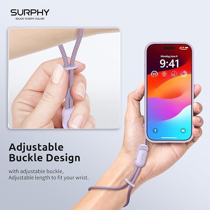 SURPHY 2 Pack Phone Lanyard for Cellphone Case, Phone Wrist Strap for Case, Cellphone Strap with 2-Color Braided, Charm Wrist Lanyard for Women and Men, Lilac & Gray