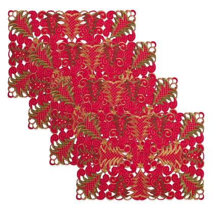 Fennco Styles Embroidered Christmas Tree Cutwork Tablecloths