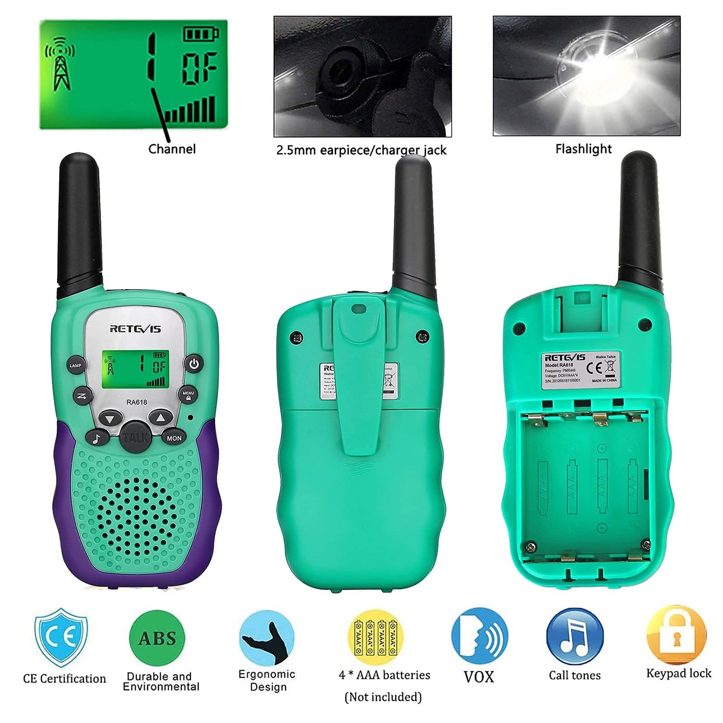 Retevis RT388 Walkie Talkies for Kids, Birthday Gifts for 6 7 8 9 10 11 12 Year Old Girls, 22 CH LCD Flashlight, Pink Walkie Talkies Christmas Gifts Toys for Girls(Pink, 2 Pack)
