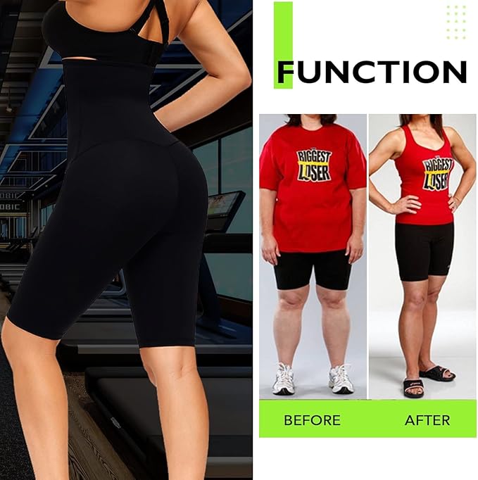 huiming Sauna Sweat Shorts for Women High Waisted stomach Waist Trainer Slimming Leggings Pants Body Shaper