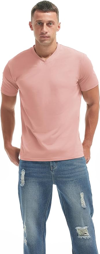 VEIISAR Premium V Neck T Shirts for Men - Modern Fitted Tees Vneck Undershirts