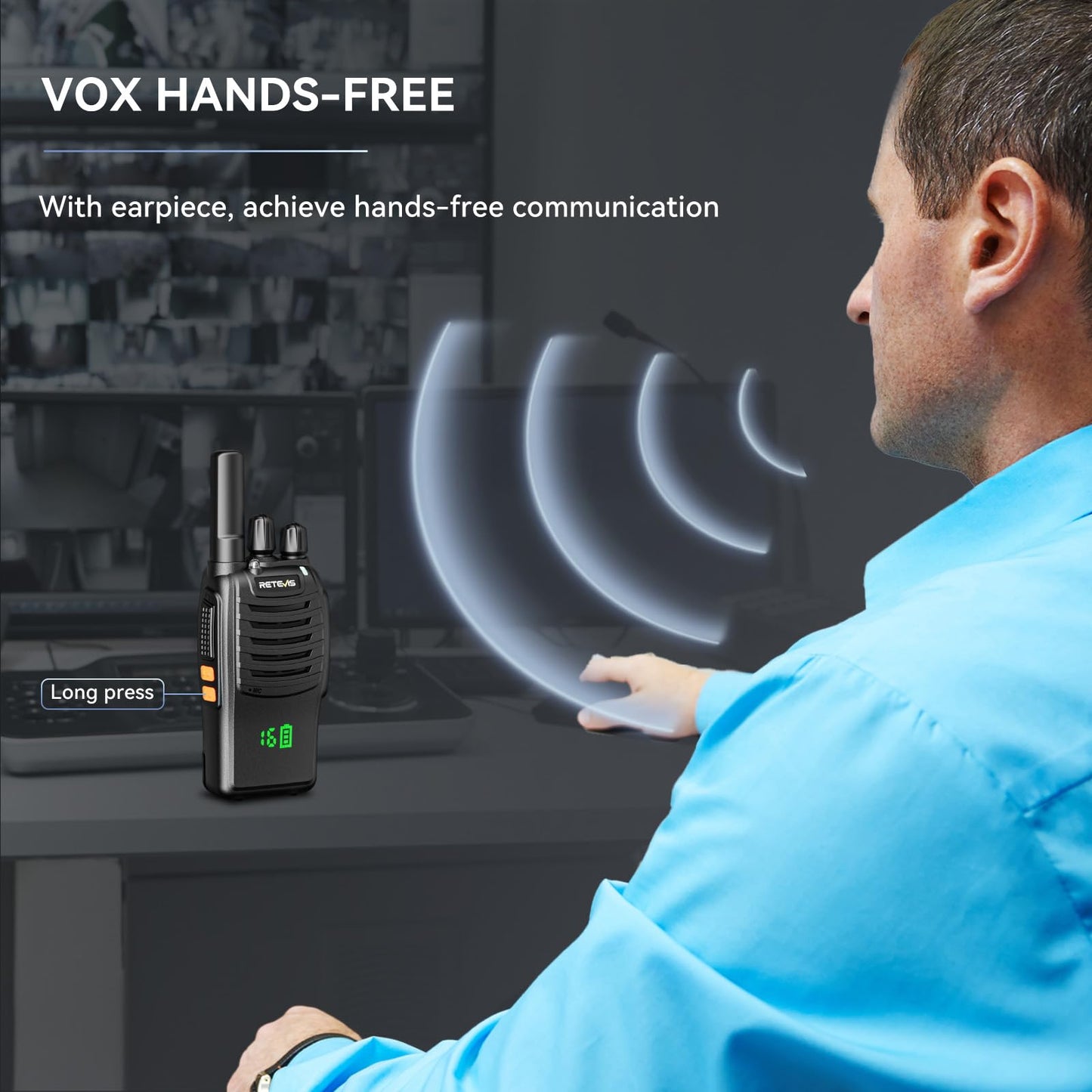 Retevis H-777 2 Way Radios, Walkie Talkies for Adults, Rechargeable Long Range Two Way Radio, Shock Resistant, Short Antenna for Business Education(10 Pack)