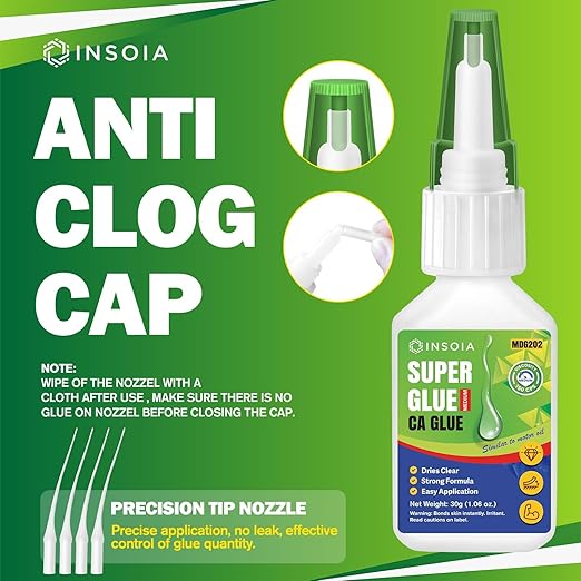 Medium CA Glue, 30g Premium Cyanoacrylate Super Glue Quick Fix 150 CPS Viscosity Adhesive for Woodturning, Pen Turning, Hobby Models, Lapidary, Acrylic, Nails&More