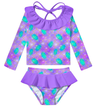 RAISEVERN Girls 2-Piece Mermaid Swimsuit Rash Guard Set A-mermaid-01 Size 3T