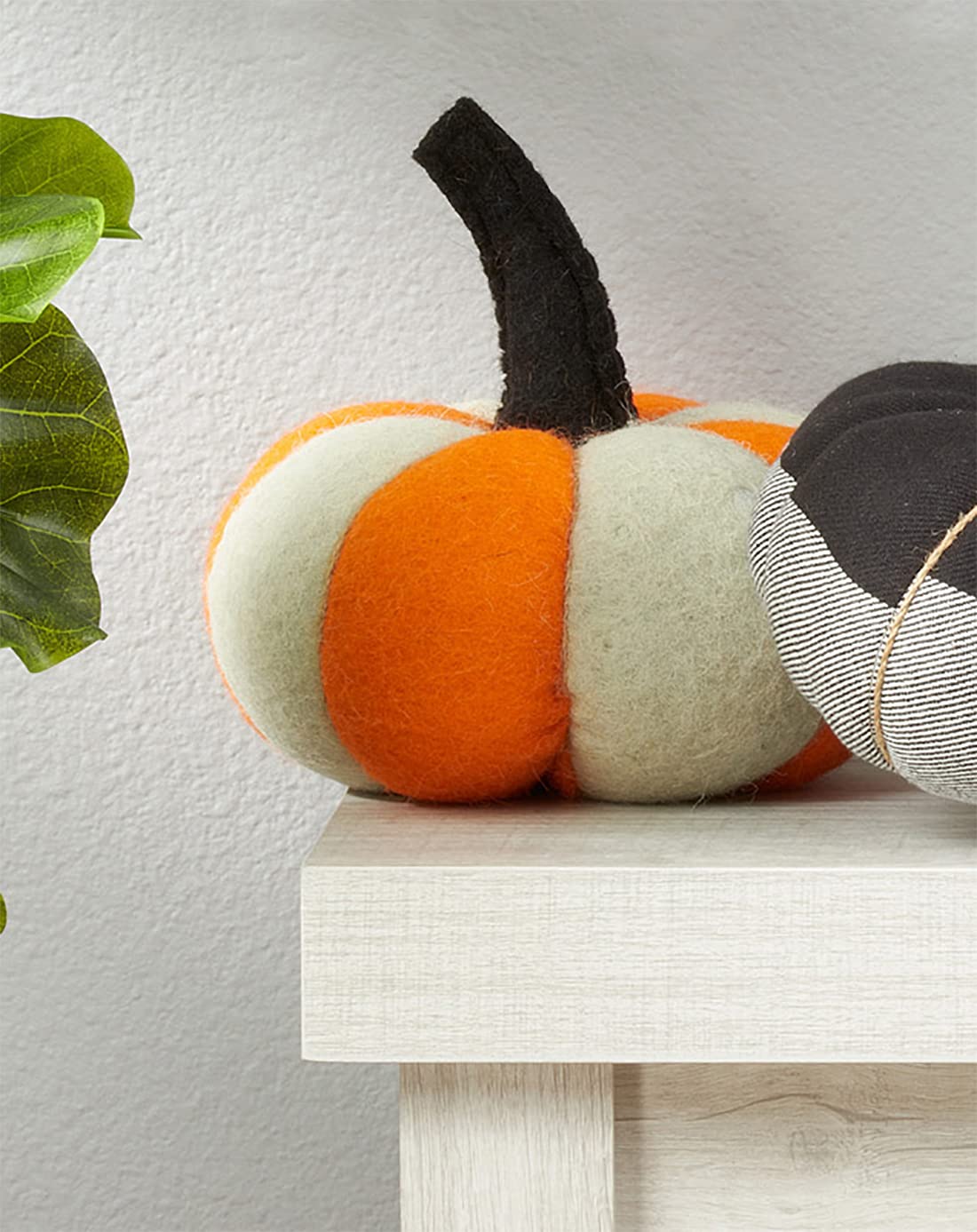 Fennco Styles Handmade Halloween Thanksgiving Fabric Pumpkin Figurine 6" H - Orange Stuffed Pumpkin for Tabletop Centerpieces, Autumn Fall Holidays, Home, Living Room, Office Decorations