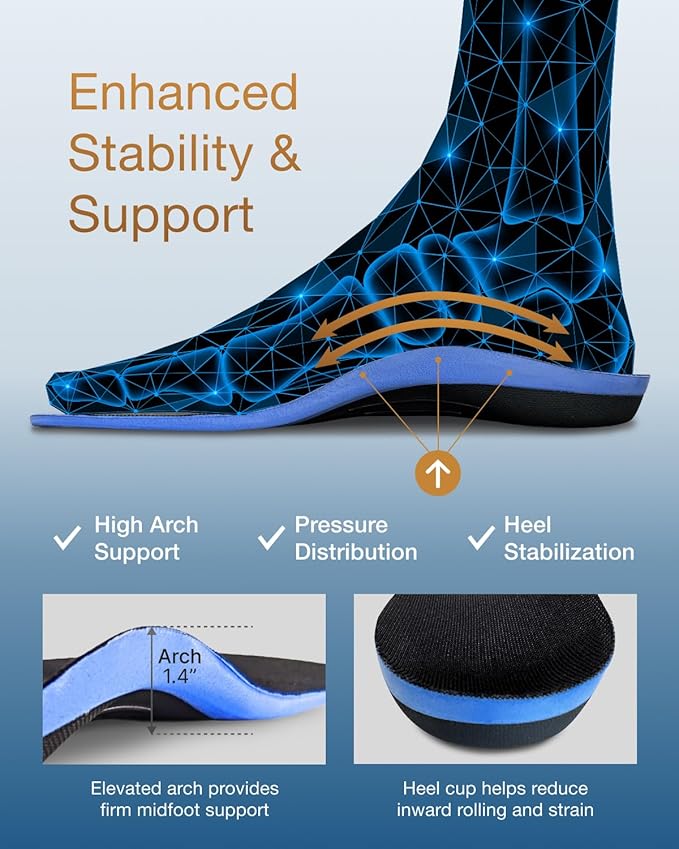 Premium Quality Gel Shoe Insoles from Japan, Shock Absorption, High Arch Support, Walking, Golf Insoles Men, Shoe Inserts Women, Shoe Insoles Women, Shoe Inserts Men, Unisex Sole Inserts, L