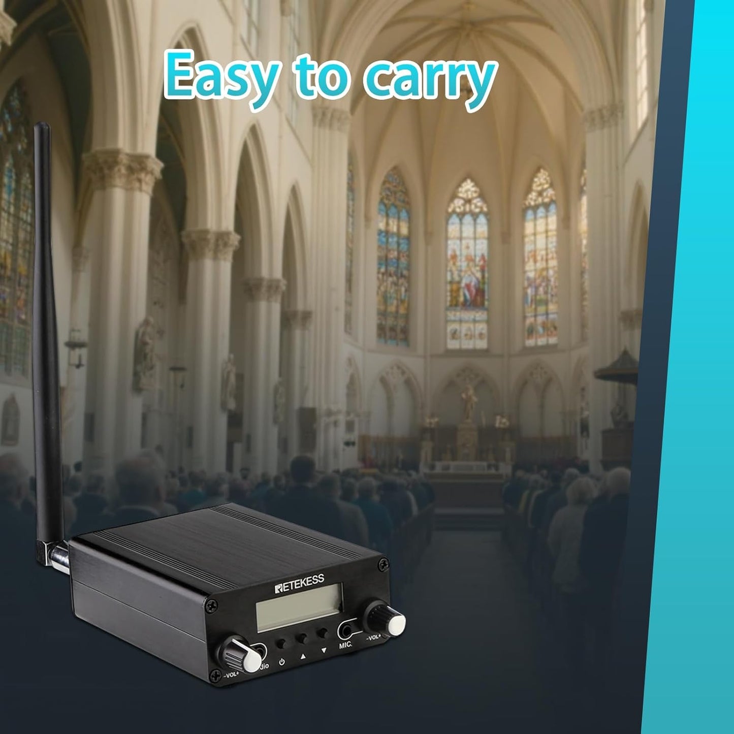 Retekess TR508 FM Transmitter for Church,FM Broadcast Transmitter,Long Range FM Radio Stereo Station with 3.5mm Mic Audio Jack for Drive in Movie,Parking Lot,Home,Library,Fcc Certified