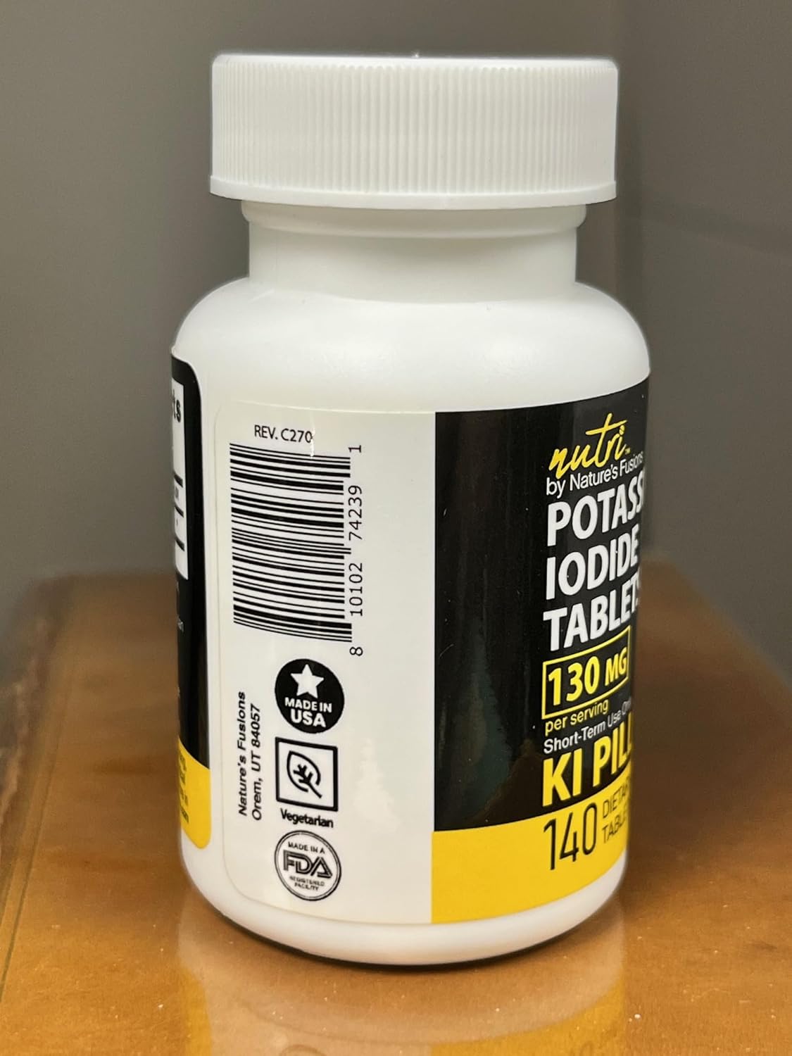 Potassium Iodide Tablets 130 mg - (60 Tablets) 10 Year Shelf-Life EXP 2034 to 2035 - Ki Pills - Yoduro de potasio - Nutri Supplements - 3rd Party Tested - NSF cGMP Certified Facility - Shelf Stable