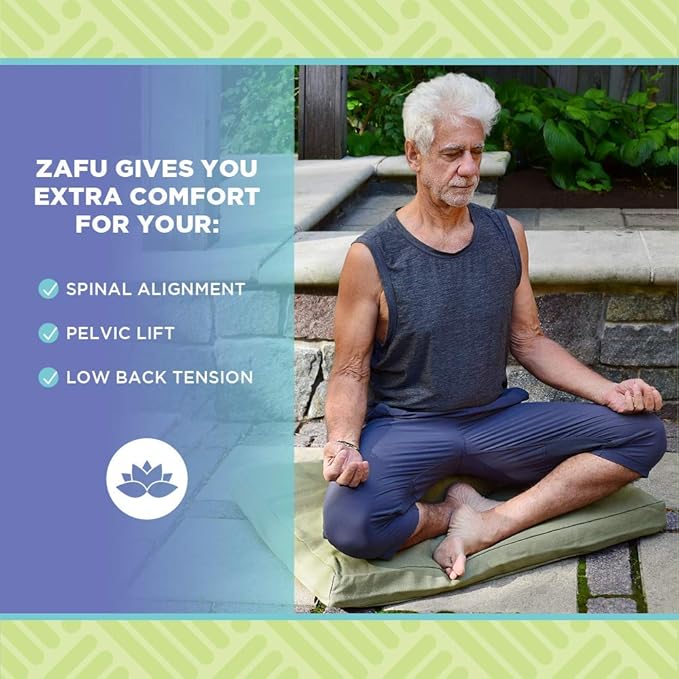 Bean Products Zafu Meditation Pillows for Sitting on Floor, Yoga Cushion, Cotton/Buckwheat Fill Yoga Pillow, Zafu Meditation Cushion, Zen Kneeling Prayer Pad- Made in USA - 14" Round - Navy