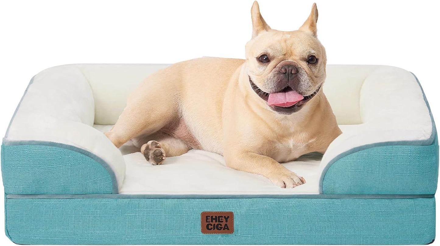 EHEYCIGA Orthopedic Dog Beds for Extra Large Dogs 44x32Inch, Waterproof Memory Foam XL Pet Bed with Sides, Non-Slip and Egg-Crate Foam Big Dog Couch Bed with Washable Removable Cover, Grey