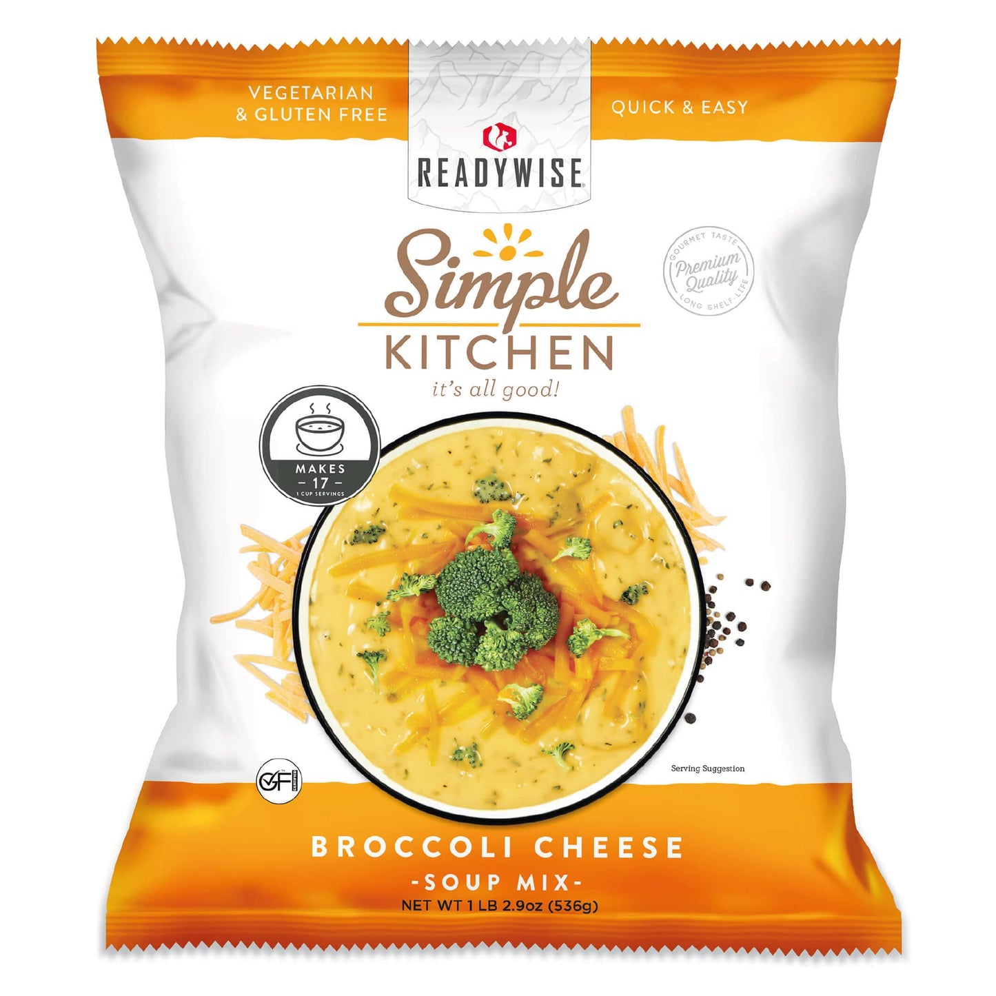 READYWISE - Simple Kitchen, Tomato Basil Soup, 17 Servings, MRE, Gluten Free, & Vegetarian, Food, Soup Mix, for Events, Hiking, Emergency Food Supply, Camping Essentials, or Daily Use, 1 Pack